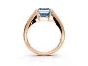 Tension Engagement Ring Setting for Fancy Blue Asscher Cut Center with Wide Tapered Band and Tension Head in Rose Gold