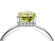 Hidden Halo Engagement Ring Setting for Fancy Yellow Radiant Cut Center with Wide Flat Plain Band and Prong Head in White Gold