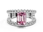 Solitaire Engagement Ring Setting for Fancy Pink Emerald Cut Center with Wide-Open Split Shank and Prong Head in Platinum
