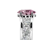 Solitaire Engagement Ring Setting for Fancy Pink Oval Center with Graduated Shared Prongs and Prong Head in White Gold