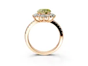 Floral Halo Engagement Ring Setting for Fancy Yellow Heart-Shaped Center with Pave Accents and Prong Head in Rose Gold