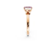 Solitaire Engagement Ring Setting for Fancy Pink Radiant Cut Center with Plain Band and Tulip Prong Head in Rose Gold