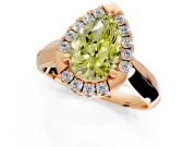 Halo Engagement Ring Setting for Fancy Yellow Pear-Shaped Center with Square Band and Prong Head in Rose Gold