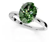 Hidden Halo Engagement Ring Setting for Fancy Green Oval Center with Plain Band and Tall Prong Head in Platinum