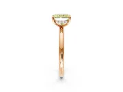 Hidden Halo Engagement Ring Setting for Fancy Yellow Radiant Cut Center with Thin Rounded Band and Prong Head in Rose Gold