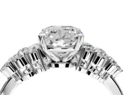 Cluster Engagement Ring Setting for Cushion Cut Center with 2-Row Shoulder Clusters and Prong Head in Platinum