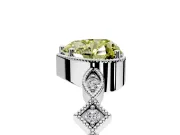 Milgrain Bezel Engagement Ring Setting for Fancy Yellow Heart-Shaped Center with Marquise Stations and Bezel Head in Platinum