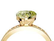 Milgrain Pave Engagement Ring Setting for Fancy Yellow Heart-Shaped Center with Accent Band and Prong Head in Yellow Gold