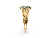 Solitaire Engagement Ring Setting for Fancy Green Marquise Center with Filigree Accent Basket and Prong Head in Yellow Gold