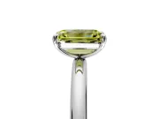 Low-Set Solitaire Engagement Ring Setting for Fancy Yellow Emerald Cut Center with Thin Plain Band and Prong Head in White Gold