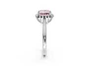 Starburst Halo Engagement Ring Setting for Fancy Pink Princess Cut Center with Thin Round-Wire Band and Prong Head in Platinum