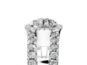 Halo Engagement Ring Setting for Round Cut Center with Wide-Open Pave Split Shank and Prong Head in Platinum