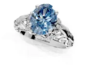 Solitaire Engagement Ring Setting for Fancy Blue Oval Center with Filigree Accent Basket and Prong Head in Platinum