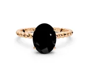 Solitaire Engagement Ring Setting for Fancy Black Oval Center with 2-Strand Rope Twist Band and Prong Head in Rose Gold