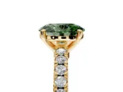 Solitaire Engagement Ring Setting for Fancy Green Oval Center with Single Row Accent Band and Prong Head in Yellow Gold