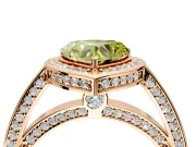 Halo Engagement Ring Setting for Fancy Yellow Heart-Shaped Center with Framed Halo, Pave Band and Prong Head in Rose Gold