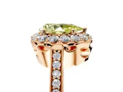 Floral Halo Engagement Ring Setting for Fancy Yellow Pear-Shaped Center with Large Halo Accents and Prong Head in Rose Gold