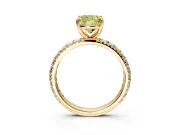 Solitaire Engagement Ring Setting for Fancy Yellow Cushion Cut Center with Shared-Prong Accents and Prong Head in Yellow Gold
