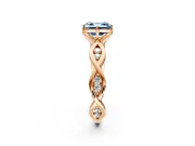 Solitaire Engagement Ring Setting for Fancy Blue Asscher Cut Center with Accented Twist Band and Leaf Prong Head in Rose Gold