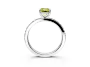 Solitaire Engagement Ring Setting for Fancy Yellow Emerald Cut Center with Round Cut Pave Band and Prong Head in Platinum