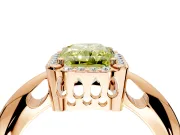 Halo Engagement Ring Setting for Fancy Yellow Radiant Cut Center with Tapered Plain Band and Prong Head in Rose Gold