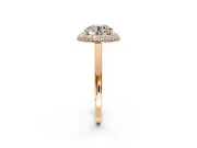 Halo Engagement Ring Setting for Round Cut Center with Plain Tapered Band and Prong Head in Rose Gold