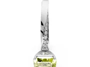 Side Accent Engagement Ring Setting for Fancy Yellow Asscher Cut Center with Accent Shoulders and Prong Head in White Gold