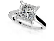 Solitaire Engagement Ring Setting for Princess Cut Center with Tapered Shoulders and Prong Head in White Gold