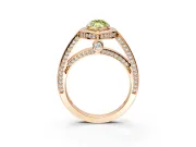 Halo Engagement Ring Setting for Fancy Yellow Marquise Center with Framed Halo, Pave Band and Prong Head in Rose Gold