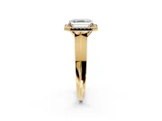 Halo Engagement Ring Setting for Asscher Cut Center with Knife Ridge Cathedral Band and Prong Head in Yellow Gold