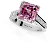 Solitaire Engagement Ring Setting for Fancy Pink Asscher Cut Center with Channel Band and Double Claw Prong Head in Sterling Silver
