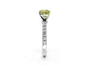 Open Basket Engagement Ring Setting for Fancy Yellow Cushion Cut Center with Pave Band and Prong Head in Platinum