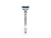 Open Basket Engagement Ring Setting for Fancy Blue Emerald Cut Center with Pave Band and Prong Head in Platinum