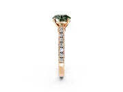 Solitaire Engagement Ring Setting for Fancy Green Round Cut Center with Single Row Accent Band and Prong Head in Rose Gold