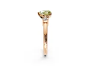 3 Stone Engagement Ring Setting for Fancy Yellow Heart-Shaped Center with Wide Plain Band and Prong Head in Rose Gold