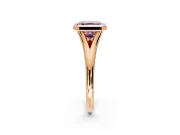 Solitaire Engagement Ring Setting for Fancy Pink Asscher Cut Center with V Split Shank and Bezel Head in Rose Gold