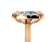 Single Halo Engagement Ring Setting for Fancy Blue Radiant Cut Center with Corner Claws, Plain Band and Prong Head in Rose Gold