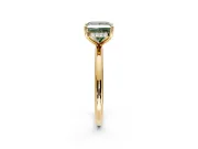 Hidden Halo Engagement Ring Setting for Fancy Green Princess Cut Center with Thin Round-Wire Band and Prong Head in Yellow Gold