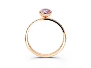 Solitaire Engagement Ring Setting for Fancy Pink Pear-Shaped Center with Pave Accents and Prong Head in Rose Gold