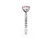 Solitaire Engagement Ring Setting for Fancy Pink Radiant Cut Center with Micro Pave Band and Prong Head in Sterling Silver