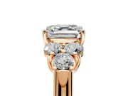 Cluster Engagement Ring Setting for Asscher Cut Center with Round Cut Accent Frame and Prong Head in Rose Gold