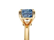 Minimalist Solitaire Engagement Ring Setting for Fancy Blue Cushion Cut Center with Thin Band and Prong Head in Yellow Gold
