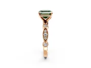 Solitaire Engagement Ring Setting for Fancy Green Asscher Cut Center with Milgrain Bezel Accents and Prong Head in Rose Gold