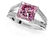 Split Shank Engagement Ring Setting for Fancy Pink Princess Cut Center with Pave Split Shank and Prong Head in Sterling Silver