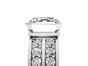 Bezel Engagement Ring Setting for Asscher Cut Center with Wide Channel-Set Band and Bezel Head in Platinum