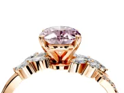 Solitaire Engagement Ring Setting for Fancy Pink Oval Center with Marquise Accent Twist Band and Prong Head in Rose Gold