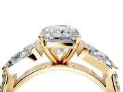 Channel-Set Engagement Ring Setting for Radiant Cut Center with Baguette Band and Prong Head in Yellow Gold