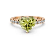 Solitaire Engagement Ring Setting for Fancy Yellow Heart-Shaped Center with Shared-Prong Accents and Prong Head in Rose Gold