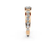 Solitaire Engagement Ring Setting for Cushion Cut Center with Graduated Shared Prongs and Prong Head in Rose Gold