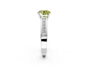 Solitaire Engagement Ring Setting for Fancy Yellow Round Cut Center with Princess Cut Channel Band and Prong Head in White Gold